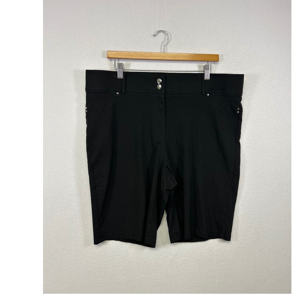 Business‎ Casual 89th + Madison Women 22W Black Stretch Pull On Bermuda Shorts
